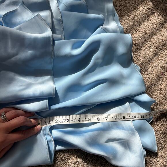 NWT leena for Mac Duggal Satin Strappy Gown 0 A Line Formal Black Tie Prom - Picture 8 of 16